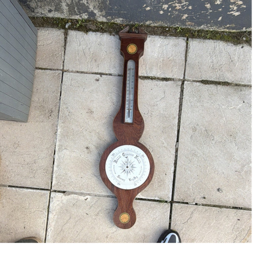 Vintage wooden barometer with - wooden,