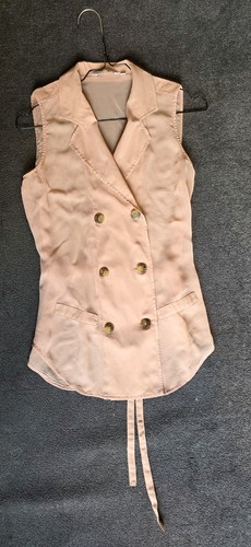 Beige sheer double breasted - beige,