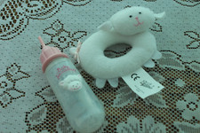 Vintage ZAPF Baby Annabell dolls bottle and sheep rattle accessories
