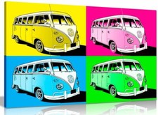 Large Pop Art Volkswagen Camper Van Canvas Wall Art Picture Print