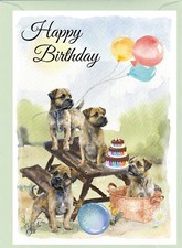 Border Terrier Dog (4"x 6") Birthday Card with blank inside - by Starprint
