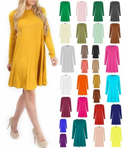 Womens long sleeve plain swing - long,