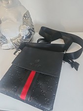 Extremely Rare Gucci Men's Messenger Shoulder Bag Black Leather