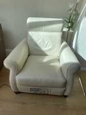 Italsofa Ivory leather electric recliner armchair