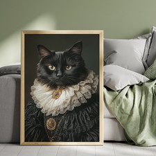 Black Vintage Cat Queen print