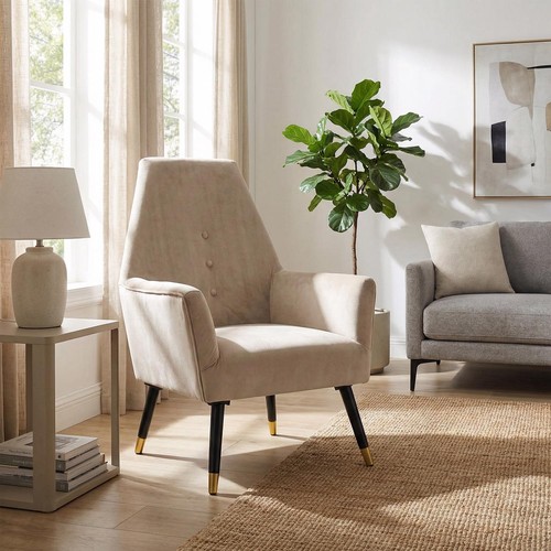 Armchair stone velvet - stone,