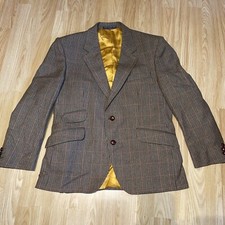 Vintage John G Hardy Check Tweed Jacket 40S Gold Colour Pure Wool Made England