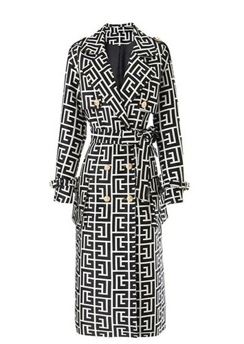 Black white pattern coat - black-white,