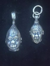 Jeremy Hoye Shrunken Head Silver Pendants x2