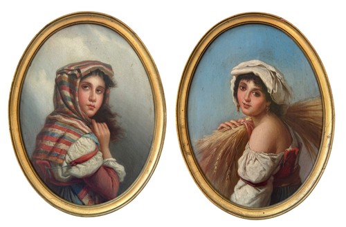 Pair oil paintings - , continental