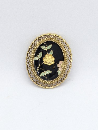 Vintage oval filigree brooch - vintage,
