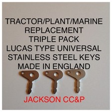 TRACTOR/PLANT/MARINE REPLACEMENT LUCAS TYPE UNIVERSAL STAINLESS STEEL KEY 3 PACK