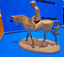Brass Horse & Jockey Ornament Rare Equestrian Vintage Collectable 822g