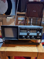 Crown Portable B&W TV Radio VHF/MW/LW, 5TV-65R Vintage 1980s Tested Well. Good C
