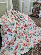 Very Heavy Bespoke Laura Ashley Gosford Cranberry Eyelet Door Curtain + Tieback