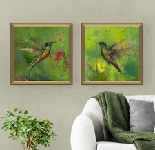 John Lewis Laure Bury Nature's Realm I Framed Print Set of 2 55x55cm - Green A