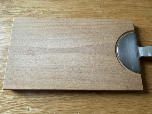 Wooden cheese board with - board, metal