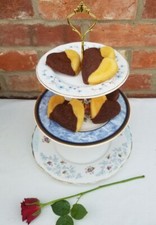 Unique 3 Tier Cake Stand - Mismatched Blue Floral Vintage English  China