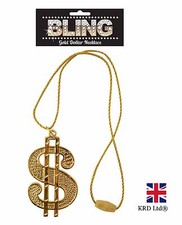 DOLLAR CHAIN NECKLACE Medallion Gangster Rapper Halloween Fancy Dress Costume