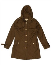 MICHAEL KORS Womens Hooded Military Coat UK 14 Medium Brown CD42