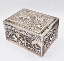 19TH CENTURY INDIAN SILVER ON COPPER CIGARETTE BOX c1890