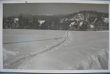 old postcard from OBERSCHREIBERHAU Silesia in SNOW photocard around 1930