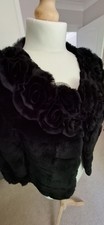 Elegant Black Rubbit Fur Jacket- Chinchilla Style Size 10