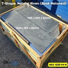 Slate Fire Hearth - T-SHAPE  - Book Matched Set - Polished & Chamfered - Sample