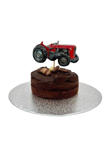 Red tractor cake topper - red,