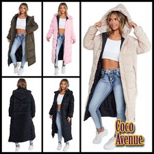 Oversized Maxi Long Coat Ladies Bodywarmer Puffer Padded Hooded Longline Jacket