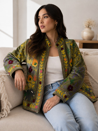 Woman handmade green velvet - woman,