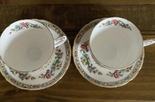 Coalport Bone China Ming Rose Tea Cup and Saucer x 2 VGC
