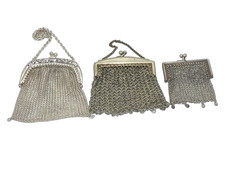 Art Deco Joblot x3 Silver Plated Alpaca EPNS Chain Mail Ladies Coin Purses
