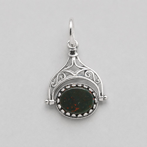Sterling silver bloodstone - silver,