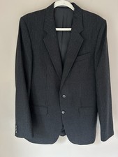 The Label Mens 2 Piece Pure New Wool Suit Grey Stripe 40L Blazer & Trousers