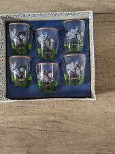 6 Shot Glasses- Sherry/Vodka/Whisky  Vintage With Gold Rim Sold With The Tray