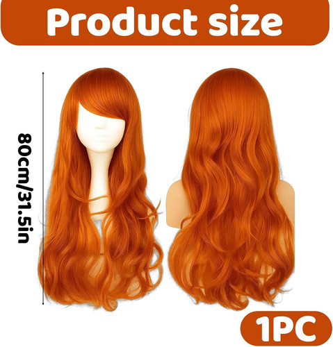 Long orange wig ginger - orange,