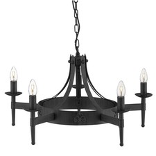 5 Lights Matt Black Wrought