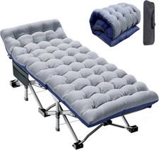 Folding Camp Bed for Adults 190x71x36CM 200KG Load Capacity Steel Frame