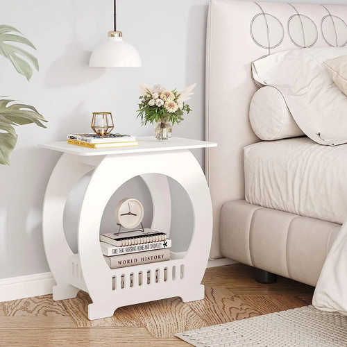 White end table with storage - white,