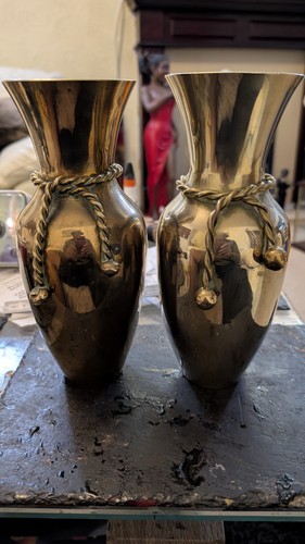 Brass metal vases with - metal,