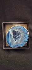 Blue Agate Geode Crystal Polished Display Stone Natural Druzy Quartz Stunning 