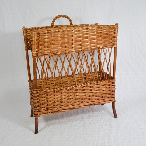 Vintage wicker magazine rack - magazine,