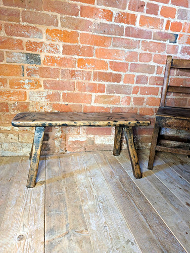 Rustic oak wooden bench - oak,