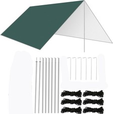 Camping Tarp With Poles Hammock Rain Sunshelter Waterproof UV Protection 3m x 3m