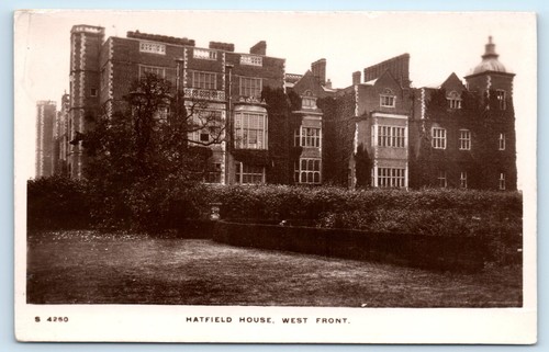 Postcard rppc hatfield house - hatfield,