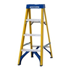 Werner Fibreglass 1.12m 4 Step Swingback A Frame Step Ladder 
