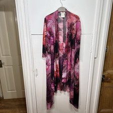 Fuzzi Jean Paul Gaultier Mesh Duster Cardigan Jacket Pink Purple Floral Size XL