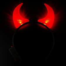 LED Devil Horns Light Up Adults Kids Halloween Party Fancy Dress Up 