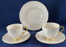 Plant Tuscan Cups & Saucers Baby Pink & Gold Set of 2  Side Plate Art Deco 4481H